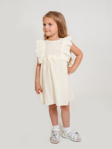 Купить 322-СЛ. Платье из муслина детское, хлопок 100% сливочный, р. 98,104,110,116 в Махачкале