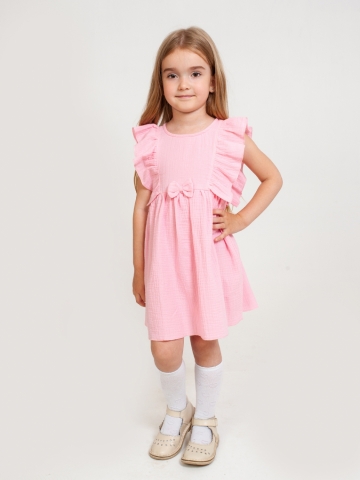 Купить 322-Р. Платье из муслина детское, хлопок 100% розовый, р. 74,80,86,92 в Махачкале