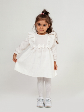 Купить 321-МО. Платье из муслина детское, хлопок 100% молочный, р. 74,80,86,92 в Махачкале