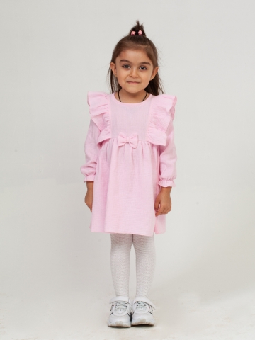 Купить 321-Р. Платье из муслина детское, хлопок 100% розовый, р. 98,104,110,116 в Махачкале