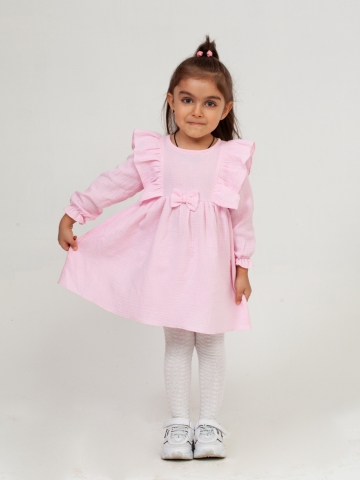 Купить 321-Р. Платье из муслина детское, хлопок 100% розовый, р. 74,80,86,92 в Махачкале
