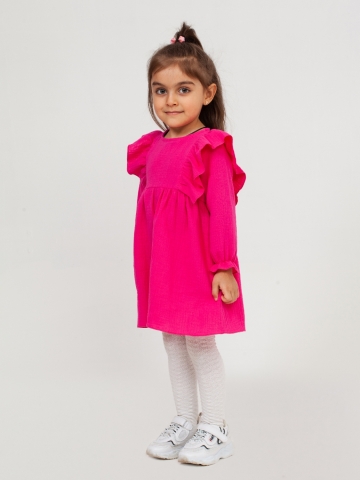 Купить 321-Ф. Платье из муслина детское, хлопок 100% фуксия, р. 74,80,86,92 в Махачкале